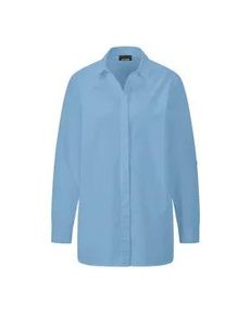 Hemdbluse GOLDNER "Kurzgr&ouml;&szlig;e Baumwollbluse mit Hemdkragen", Damen, Gr. 20, blau, Obermaterial: 100% Baumwolle CO., Blusen Hemdbluse, Mit Seitenschlitzen