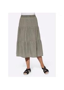 Jeansrock Classic Basics, Damen, Gr. 22, grau (grau denim), 100% Baumwolle, unifarben, wadenlang, R&ouml;cke Jeansrock