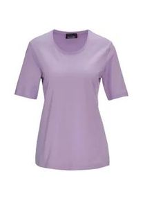 Langarm-Poloshirt GOLDNER "Kurzgr&ouml;&szlig;e Basic Baumwollshirt mit kurzem Arm", Damen, Gr. 22, lila (flieder), Obermaterial: 100% Baumwolle CO., normal, Sonstiges, Shirts, Ohne