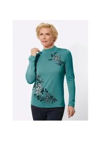 Classic Dog Stehkragenpullover CLASSIC "Stehkragen-Pullover", Damen, Gr. 38, blau (ozean), 100% Polyacryl, gebl&uuml;mt, gemustert, mehrfarbig, Pullover Stehkragenpullover