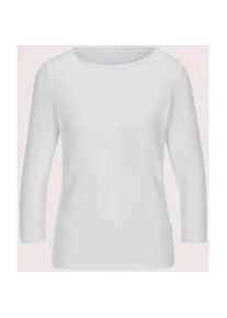 Madeleine Mode Longpullover MADELEINE "Feinstrickpullover Basic-Pullover mit Rollkante", Damen, Gr. 40/42, wei&szlig;, Obermaterial: 46% Modal CMD. 40% Polyacryl PAN. 14% Polyamid PA., Modern, gerade, Pullover Longpullover, Eleganter U-Boot-Ausschnitt