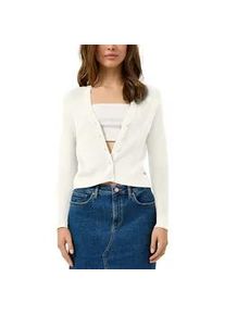 Strickjacke QS, Damen, Gr. M (38), ecru, Strick, Obermaterial: 70% Viskose, 30% Polyamid, unifarben, normal h&uuml;ftbedeckend, tiefer V-Ausschnitt, B&uuml;ndchen, Strickjacken Strickjacke, mit V-Ausschnitt
