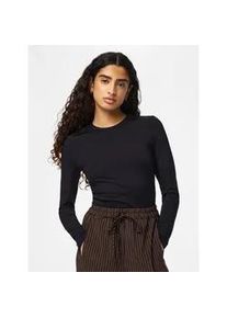 Langarmshirt Pieces "PCLULA LS TOP JRS NOOS", Damen, Gr. S, schwarz, Jersey, Obermaterial: 90% Nylon, 10% Elasthan, unifarben, normal, Rundhals, Shirts Langarmshirt