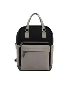 Rucksack Tamaris "Rucksack TAS Gianna", Damen, Gr. B/H/T: 38cm x 38cm x 17cm, schwarz (schwarz, grau 108), Obermaterial: 60% Polyurethan PU. 40% Polyester PES., Rucks&auml;cke Rucksack