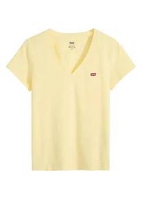 Levi's V-Shirt LEVI'S "Perfect Tee", Damen, Gr. L (40), french vanilla, Jersey, Obermaterial: 100% Baumwolle, Basic, figurbetont h&uuml;ftlang, V-Ausschnitt, abgesteppte Kante, Shirts, mit kleinem Batwing- Logo