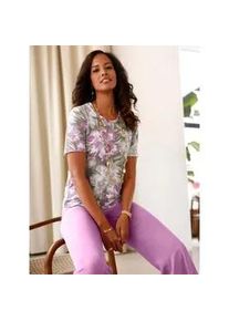 Print-Shirt Inspirationen "Print-Shirt", Damen, Gr. 52, pistazie, orchidee, bedruckt, 95% Viskose, 5% Elasthan, bedruckt, gebl&uuml;mt, gemustert, mehrfarbig, Rundhals, Shirts