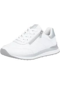 Plateausneaker Remonte, Damen, Gr. 42, wei&szlig;, silberfarben, Leder, Lederimitat, unifarben mit Farbeinsatz, Schuhe Plateausneaker, Schn&uuml;rschuh, Halbschuh, Freizeitsneaker in bequemer Form