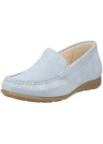 Slipper Gabor COMFORT "Gabor Comfort Slipper Leder", Damen, Gr. 37,5, hellblau, Leder, Schuhe Slipper