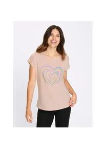 Kurzarmshirt Classic Basics "Kurzarm-Shirt", Damen, Gr. 54, puder, 100% Baumwolle, bedruckt, gemustert, mehrfarbig, Rundhals, Shirts