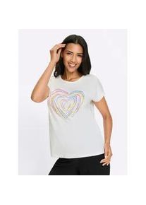 Kurzarmshirt Classic Basics "Kurzarm-Shirt", Damen, Gr. 38, wei&szlig;, 100% Baumwolle, bedruckt, gemustert, mehrfarbig, Rundhals, Shirts