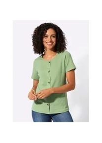 Rundhalsshirt Casual Looks "Rundhals-Shirt", Damen, Gr. 40, eucalyptus, 95% Baumwolle, 5% Elasthan, unifarben, Rundhals, Shirts Rundhalsshirt