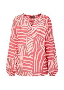 Schlupfbluse GOLDNER "Kurzgr&ouml;&szlig;e Grafische Viskosebluse mit Schlitz", Damen, Gr. 23, rot (koralle, gemustert), Obermaterial: 100% Viskose CV., figurumspielend, Blusen Schlupfbluse, Gummib&uuml;ndchen am Armabschluss