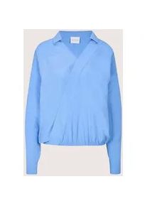 Madeleine Mode Langarmbluse MADELEINE "Bluse Bluse im Wickel-Look", Damen, Gr. 36, blau (gletscherblau), Obermaterial: 100% Viskose CV., Modern, normal, Blusen