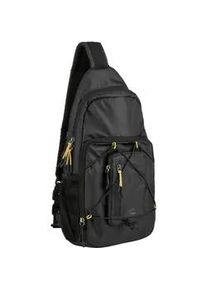Cityrucksack Camel Active "Shores", Gr. B/H/T: 23cm x 46cm x 13cm, schwarz, Polyester, bedruckt, beschichtet, clean, unifarben mit Farbeins&auml;tzen, Rucks&auml;cke Cityrucksack, Unisex Freizeitrucksack, abnehmbare Pouch & Reflektdetails