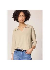 3/4-Arm-Shirt Street One, Damen, Gr. 44, cotton beige, Stoff, 50% Viskose, 47% Polyester, 3% Elasthan, unifarben, normal normal, hoch geschlossener Ausschnitt, abgesteppt, Shirts 3/4-Arm-Shirt, mit 3/4 &Auml;rmeln