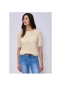 Strickpullover Street One, Damen, Gr. 46, smoke beige meliert, Stoff, 30% Polyester, 27% Polyacryl, 23% Polyamid, 20% Viskose, unifarben, comfort fit normal, Rundhals, Rippb&uuml;ndchen, Pullover Strickpullover, mit Rundhalsausschnitt