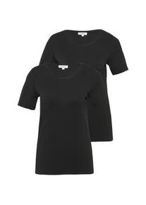 T-Shirt s.Oliver, Damen, Gr. 36, 2x schwarz, Jersey, Obermaterial: 100% Baumwolle, unifarben, slim fit h&uuml;ftbedeckend, Rundhals, Shirts T-Shirt, aus Interlockjersey im 2er-Pack