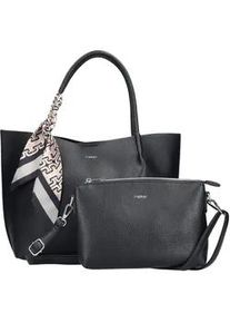 Shopper Rieker, Damen, Gr. B/H/T: 30cm x 28cm x 8cm, schwarz, Lederimitat, Taschen Shopper, Set 2tlg.: Shopper und Innentasche mit abnehmbarem Schultergurt