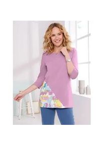 Longshirt Classic Basics "Longshirt", Damen, Gr. 52, orchidee, mint, 100% Baumwolle, gemustert, mehrfarbig, Rundhals, Shirts Longshirt