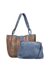 Shopper Rieker, Damen, Gr. B/H/T: 27cm x 28cm x 10cm, multi, blau, Lederimitat, Textil, Taschen Shopper, Set 2tlg, mit herausnehmbarer Innentasche, Umh&auml;ngetasche
