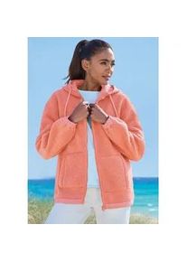 Fleecejacke ELBSAND, Damen, Gr. 42, peach, Obermaterial: 100% Polyester. Kapuzenfutter: 100% Polyester, unifarben, gerade h&uuml;ftlang, B&uuml;ndchen, Jacken Fleecejacke, mit Kapuze