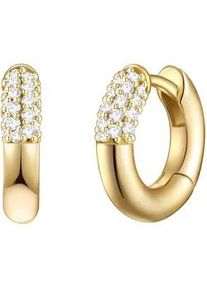 Glanzst&uuml;cke M&uuml;nchen Paar Creolen GLANZST&Uuml;CKE M&Uuml;NCHEN "Set: GSM978", gelbgold, wei&szlig;, Ohrringe, Damen, 13,9,mit Zirkonia, Silber 925 (Sterlingsilber), aus Sterling Silber