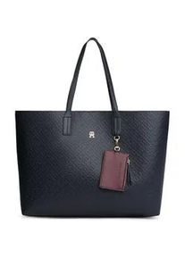 Tragetasche Tommy Hilfiger "TH ICON TOTE MONO", Damen, Gr. B/H/T: 50cm x 33cm x 15cm, dunkelblau, Lederimitat, Taschen, Damen Schultertasche, Businesstasche mit doppeltem Tragegriff