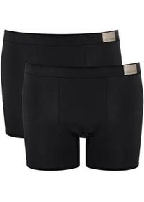 Boxershorts Sloggi "Boxershort GO Natural Short C2P 2er Pack", Herren, Gr. XL, schwarz, Obermaterial: 95% Baumwolle CO. 5% Elasthan EL., Unterhosen