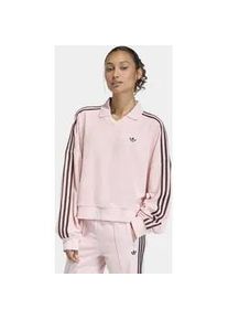 Poloshirt Adidas ORIGINALS "TERRY TOWEL V NECK LONG SLEEVES", Damen, Gr. M, sandy pink, Obermaterial: 75% Baumwolle, 25% Polyester, normal, V-Ausschnitt, Shirts