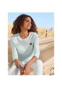 3/4-Arm-Shirt Casual Looks "Kurzarm-Shirt", Damen, Gr. 52, kalkmint, wei&szlig;, geringelt, 50% Baumwolle, 50% Modal, gemustert, gestreift, mehrfarbig, Rundhals, Shirts 3/4-Arm-Shirt