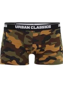 Boxershorts Urban Classics "Urban Classics Herren 2-Pack Camo Boxer Shorts", Herren, Gr. 5XL, 1 Stk., woodcamo schwarzcamo, 95% Baumwolle, 5% Elasthan, Unterhosen