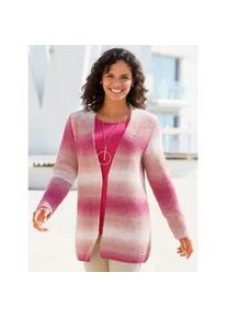 Cardigan Casual Looks, Damen, Gr. 36, rosa (rosenquarz, fuchsia), 78% Polyacryl, 22% Polyester, gemustert, gestreift, mehrfarbig, Strickjacken