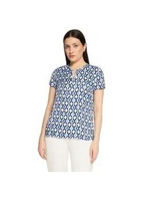 Satinbluse Betty Barclay "Damen mit Print", Damen, Gr. 44, blau, wei&szlig;, Obermaterial: 100% Viskose, figurumspielend normal, Rundhals, Blusen