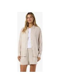 Langarmbluse Noisy may "NMLEILANI L/S LOOSE SHIRT WVN NOOS", Damen, Gr. M, natural, Web, Obermaterial: 77% Viskose, 23% Leinen, unifarben, loose fit normal, Blusen