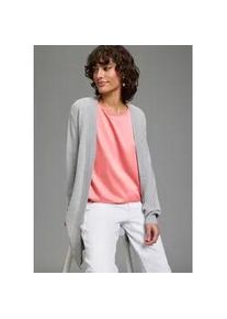 Strickjacke Laura Scott, Damen, Gr. 44/46, grau m&eacute;lange, Feinstrick, Obermaterial: 100% Baumwolle, unifarben, Basic, figurumspielend Po-bedeckend, ohne Ausschnitt, Strickjacken Strickjacke, Feinstrick - perfekt f&uuml;r den &Uuml;bergang im Ottoman Ripp mit Taschen