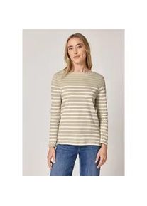 3/4-Arm-Shirt Street One, Damen, Gr. 40, cotton beige, Web, 100% Baumwolle, gestreift, normal normal, U-Boot-Ausschnitt, abgesteppt, Shirts 3/4-Arm-Shirt, aus reiner Baumwolle