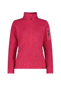 Strickfleecejacke CMP "KNITTED MELANGE FLEECE WOMAN JACKET", Damen, Gr. 34, magenta, ligh, Strick, Obermaterial: 100% Polyester, normal, eingefasste Kante, Jacken, W&auml;rmeisolierend & Schnell trocknend & Atmungsaktiv