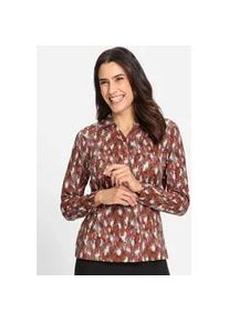 Poloshirt Inspirationen "Poloshirt", Damen, Gr. 48, rot (rostrot, graphit, bedruckt), 50% Baumwolle, 50% Modal, gemustert, mehrfarbig, Shirts