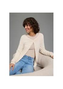 Strickjacke Laura Scott, Damen, Gr. 44/46, sand m&eacute;lange, Feinstrick, Obermaterial: 70% Viskose, 30% Polyamid, unifarben, Basic, figurumspielend h&uuml;ftlang, Rundhals, Rippstrickb&uuml;ndchen, Strickjacken Strickjacke, Feinstrick in Basic Fit mit Rundhals und Knopfleiste