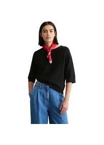 Marc O'Polo Strickpullover MARC O'POLO DENIM "aus kompaktem Baumwollgarn", Damen, Gr. L, schwarz, Obermaterial: 100% Baumwolle, unifarben, Rundhals, Pullover Strickpullover