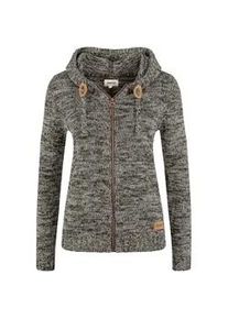 Strickjacke oxmo "Strickjacke OXPhiladelphia", Damen, Gr. XS, grau (dunkelgrau), Obermaterial: 100% Baumwolle CO., Strickjacken Strickjacke