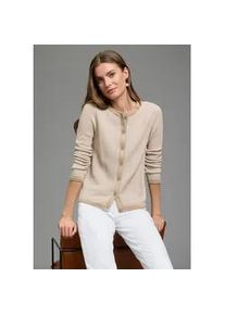 Strickjacke Laura Scott, Damen, Gr. 44/46, beige, Strick, Obermaterial: 50% Baumwolle, 50% Polyacryl, Waffelmuster, figurumspielend h&uuml;ftlang, Rundhals, Strickkante, Strickjacken Strickjacke, leichter &Uuml;bergangsstrick mit moderner Struktur und Knopfleiste