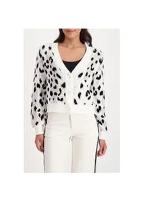 Strickjacke monari "Jacke Strickjacke Leojacq.", Damen, Gr. 38, off, wei&szlig; gem, Strick, Obermaterial: 100% Polyamid, gemustert, mehrfarbig, regular fit taillenbedeckt, V-Ausschnitt, eingesetzt Rippstrickb&uuml;ndchen, Strickjacken Strickjacke, Regular fit mit V-Ausschnitt