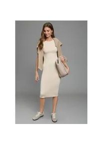 Strickkleid Laura Scott, Damen, Gr. 36, N-Gr, sand, melange, Strick, Obermaterial: 70% Viskose, 30% Polyamid, meliert, figurbetont wadenlang, Rundhals, Kleider Strickkleid, aus Viskosemischung mit eleganter Passform