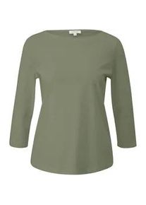Langarmshirt s.Oliver, Damen, Gr. 42, khaki, Jersey, Obermaterial: 100% Baumwolle, unifarben, regular fit taillenbedeckt, U-Boot-Ausschnitt, Shirts Langarmshirt, aus Flammgarn