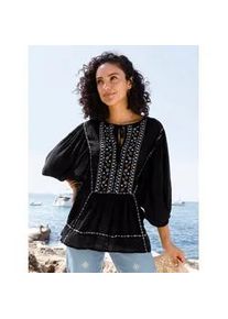 Longbluse Inspirationen, Damen, Gr. 40, schwarz, 100% Viskose, gemustert, mehrfarbig, Rundhals, Blusen Longbluse