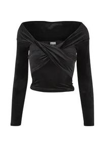 Longsleeve Urban Classics "Urban Classics Damen", Damen, Gr. L, schwarz, 96% Polyester, 4% Elasthan, unifarben, slim fit, Carmenausschnitt, Shirts