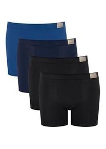 Boxershorts Sloggi "Boxershort GO Natural Short C4P 4er Pack", Herren, Gr. XL, bunt (schwarz, blau), Obermaterial: 95% Baumwolle CO. 5% Elasthan EL., Unterhosen