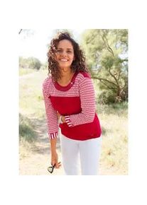 3/4-Arm-Shirt Casual Looks "3/4-Arm-Shirt", Damen, Gr. 44, rot, ecru, bedruckt, 95% Viskose, 5% Elasthan, gemustert, mehrfarbig, Rundhals, Shirts 3/4-Arm-Shirt