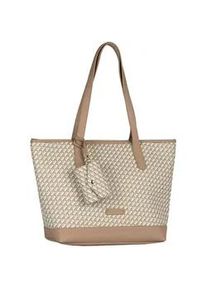 Shopper Tom Tailor "Xenia", Damen, Gr. B/H/T: 43cm x 29cm x 14cm, printed taupe, Polyurethan, colorblocking, gepflegt, mehrfarbig, Taschen Shopper, mit raffiniert geometrischen "T" Print des Logos auf dem Taschenk&ouml;rper